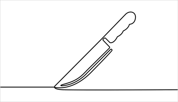 Kitchen knife continuous one line drawing. Chopping knife continuous line icon. kitchen knife illustration vector