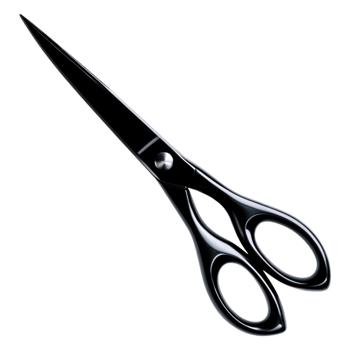 Black Scissors with Sharp Blades and Ergonomic Handle Design png