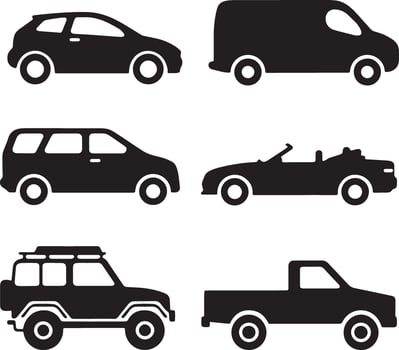 Nice Car Silhouettes in Flat Black Design vector
