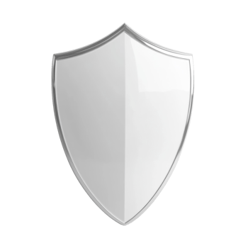 A white shield with a silver metallic border png