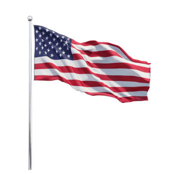 An American flag waves proudly on a flagpole png