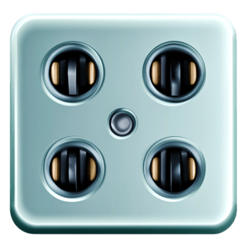 Electrical Power Outlet with Four Sockets in Modern Design png