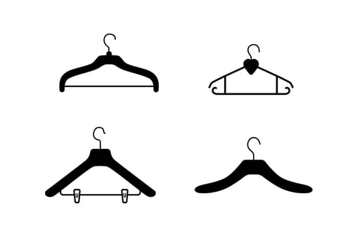 Hangers set badges for clothes illustration of hangers wardrobe fitting room. vector