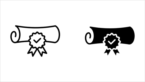 certificate icon set on white background vector