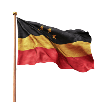 A waving flag of Sao Tome and Principe on a pole png