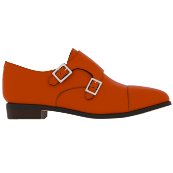 Orange double monk strap shoe with transparent background png