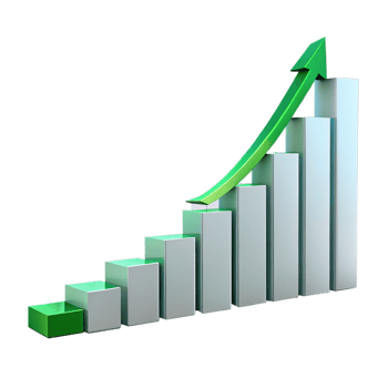 3D Graphic of a Growing Bar Graph Showing Positive Progression png