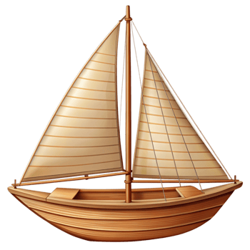 Cute Cartoon Wooden Sailboat Illustration png