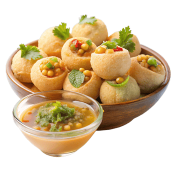 Delicious Indian Pani Puri with Spicy Chutney png