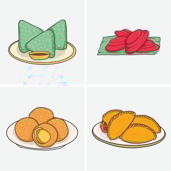 Fun and Cute Cartoon Indonesian Dishes Collection vector