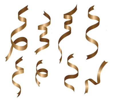 Element of colorful golden curly ribbon for celebration or party art work vector
