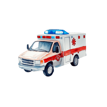 Watercolor Painting of an Emergency Medical Vehicle png