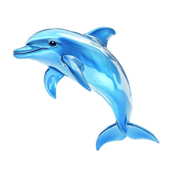 Aquatic Blue Jumping Dolphin on Transparent Background png