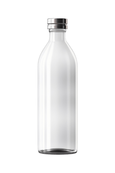 Glass bottle with metal cork. White bottle. png