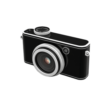 A sleek black and silver digital camera design png