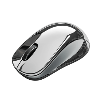 Sleek Chrome Wireless Computer Mouse Design. cut out png