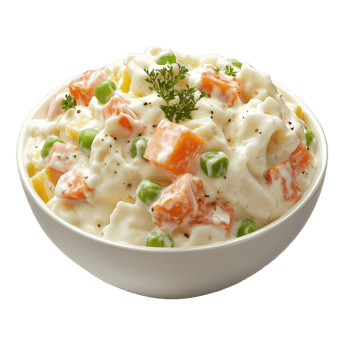 Enjoying Russian olivier salad at a festive gathering with friends and family png