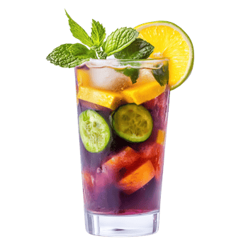 Refreshing horezada beverage with fruits and mint garnishing for a summer delight png