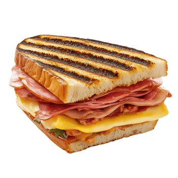 Realistic Cuban sandwich filled with layers of savory meats and cheese png