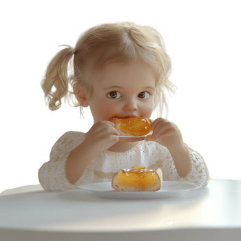 little girl eating a piece of bread png