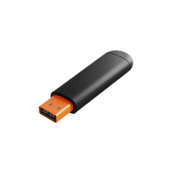 A sleek black and orange USB flash drive png