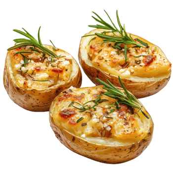 Delicious patatas rellenas with creamy filling and fresh herbs served on a plate png
