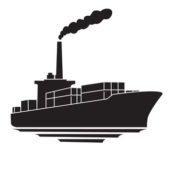 Silhouette icon of a cargo ship vector