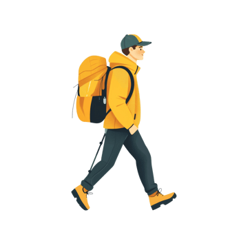 A Man Hiking With A Large Backpack png