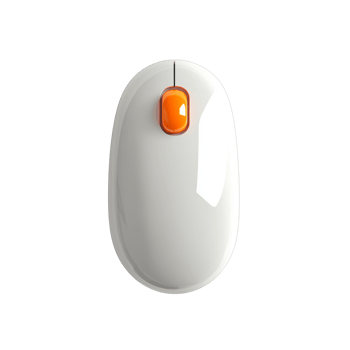White Computer Mouse with Orange Button png