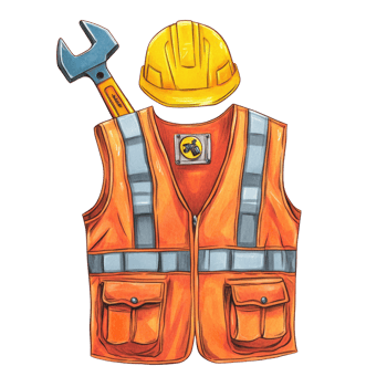 Construction Worker Safety Gear Illustrated. cut out png