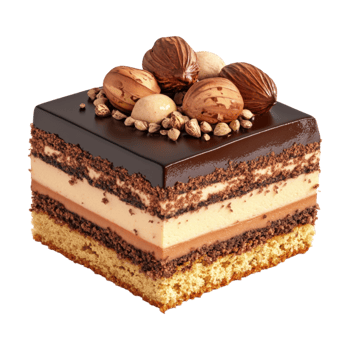 a piece of cake with nuts and chocolate png