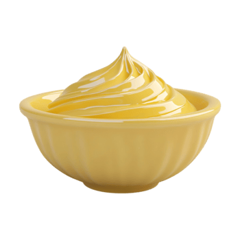 yellow bowl of whipped cream on a transparent background png