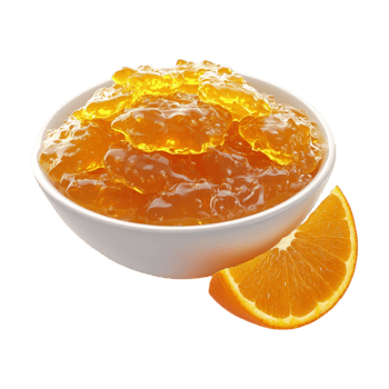orange jelly in a bowl with a slice of orange png