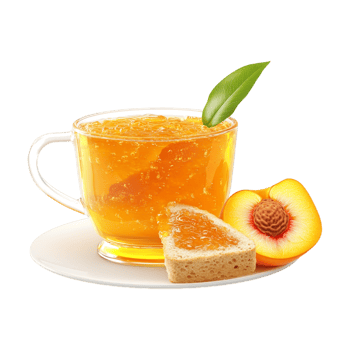 peach jelly with toast and slices of peach on a transparent background png