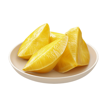 sliced yellow mango on a plate on a transparent background png