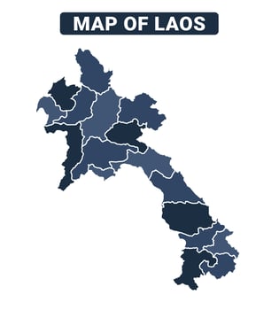 Map of Laos political map regions illustration vector