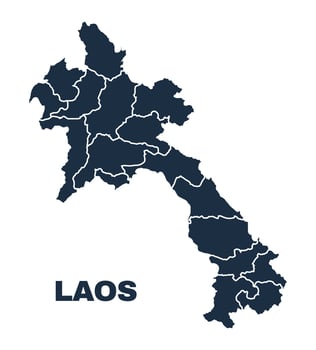 Laos map flat border outline vector