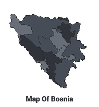 Bosnia political map border of regions outline set vector
