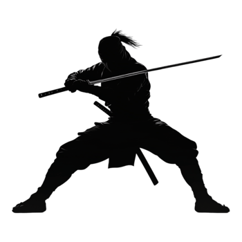 Ninja silhouette isolated against a white background png