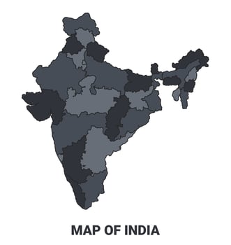 India political map border of regions outline set vector