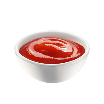 Delicious Ketchup in a White Bowl, Appetizing Red Sauce Against Transparent Background for Condiment Advertising, Food Branding, or Culinary Projects png