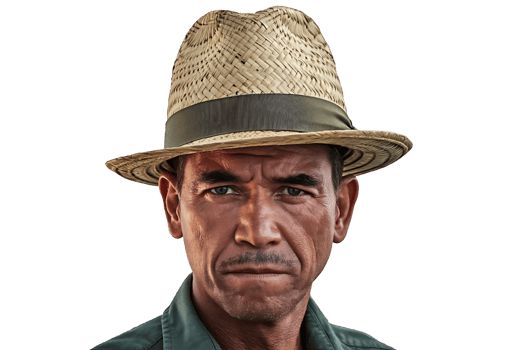 Portrait of a Man in a Straw Hat isolated on transparent background png