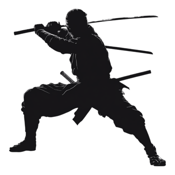 Ninja silhouette isolated against a white background png