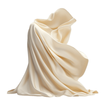 PNG Creamy Draped Fabric, A Textural Study Against Transparent Background for Textile Design, Artistic Projects, or Elegant Backdrops