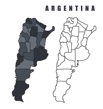 Argentina country map simple flat outline illustration set vector