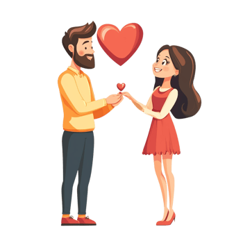 PNG Man Giving a Ring to a Girl on Valentine's Day Against Transparent Background for Romantic Proposals, Love-Themed Illustrations, or Holiday Cards