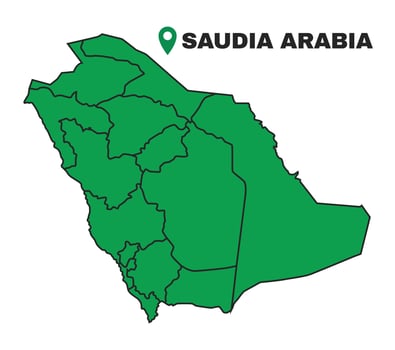 Saudi Arabia simple flat illustration map vector