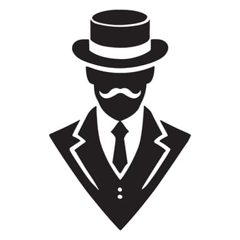 Elegant Gentleman Silhouette in Suit and Top Hat Illustration vector