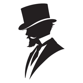 Distinguished Gentleman Silhouette in Top Hat Illustration vector