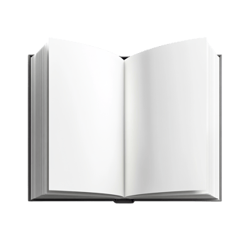 White book open top view full length 3D rendering against transparent background png